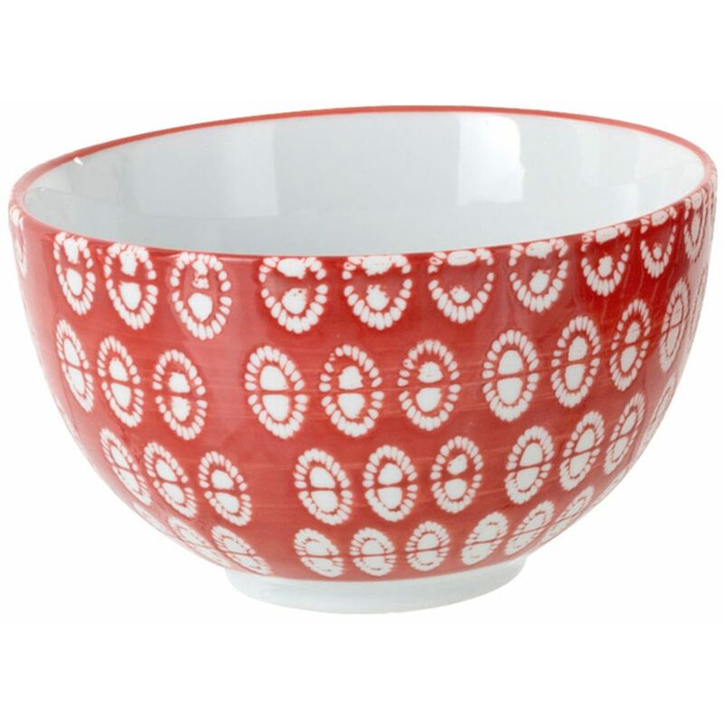 Bol rouge à motifs ronds blancs en porcelaine