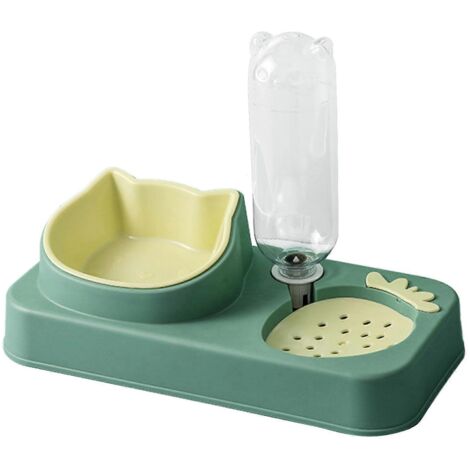 Bol surélevé pour chat, gamelle anti-éclaboussure avec distributeur d'eau automatique, bol double nourriture et eau, design anti-débordement, idéal pour chaton et chien.