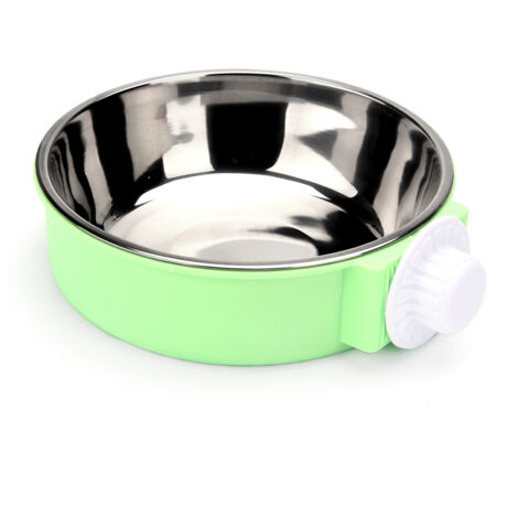 Bol suspendu amovible en acier inoxydable 2 en 1, bol d'alimentation pour animaux de compagnie pour chiens, chats, cage moyenne pour animaux de compagnie et suspension de cage(vert)