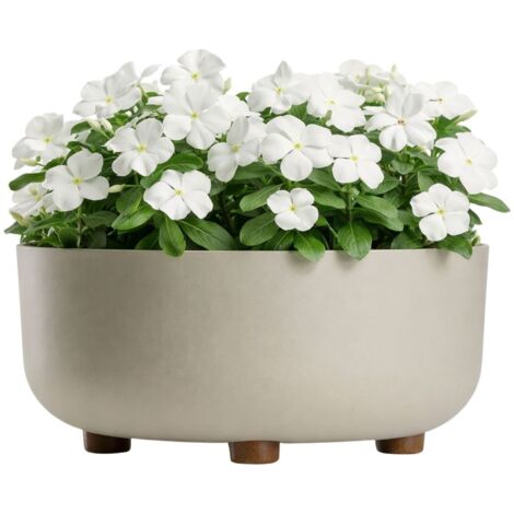 Bol TERRA sur pieds, recyclé, beige, h14,4 x 29,7 cm
