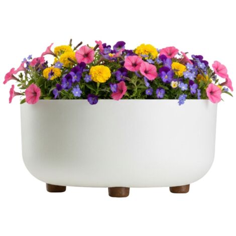 Bol TERRA sur pieds recyclés, crème, h14,4 x 29,7 cm
