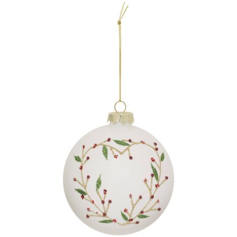 Bola de cristal corazón verde D.10cm blanco - Atmosphera créateur d'intérieur