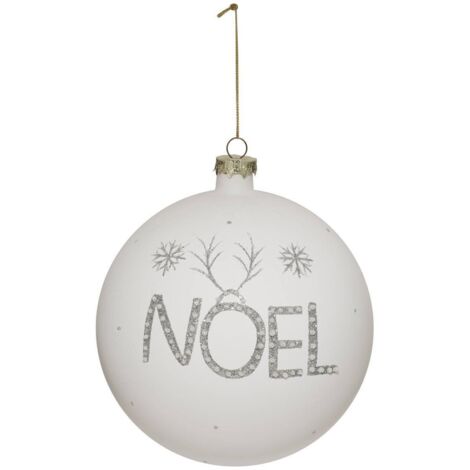 Bola de cristal dorada palabra de Navidad D.15cm blanco - Feeric lights & christmas