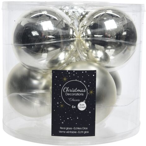 Bola de cristal navideña plateada 6 cm Set de 6 piezas