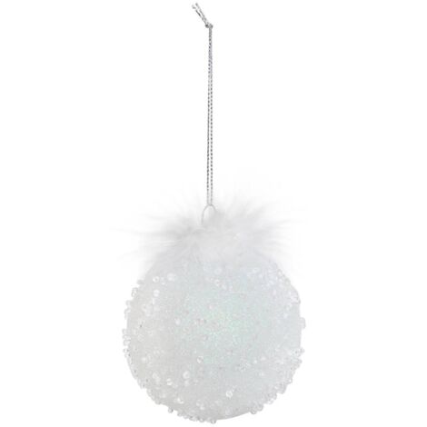 Bola de cristal pluma D.8cm blanco - Feeric lights & christmas