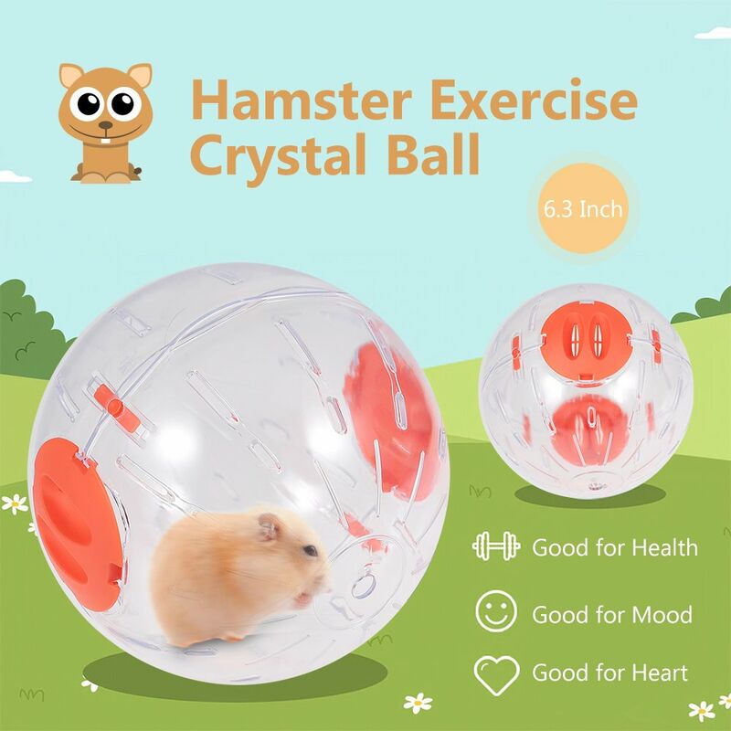 Bola de ejercicio para hámster, bola de cristal para hámster, bola transparente para correr para hámster de 6,3 pulgadas
