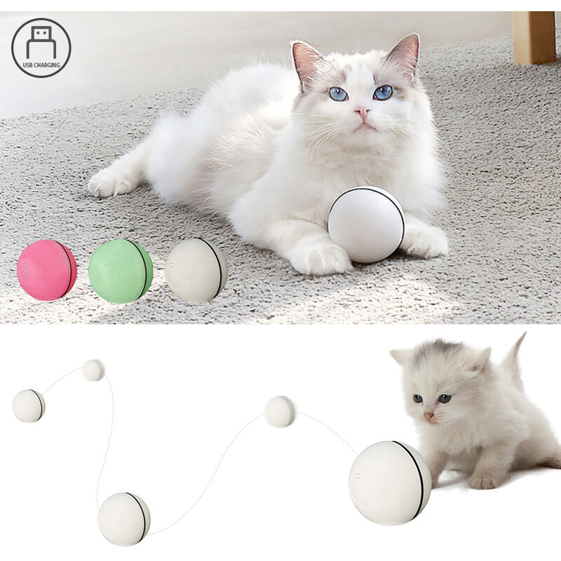 

Happyshopping - Bola de juguete interactiva electrica para gatos, bola rodante para gatos gatitos, ejercicio, persecucion, luz LED, direccion