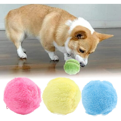 Bola de limpieza automática para mascotas: bola eléctrica interactiva con cubierta de felpa para perros, gatos y animales pequeños: autónoma, atractiva y fácil de usar.