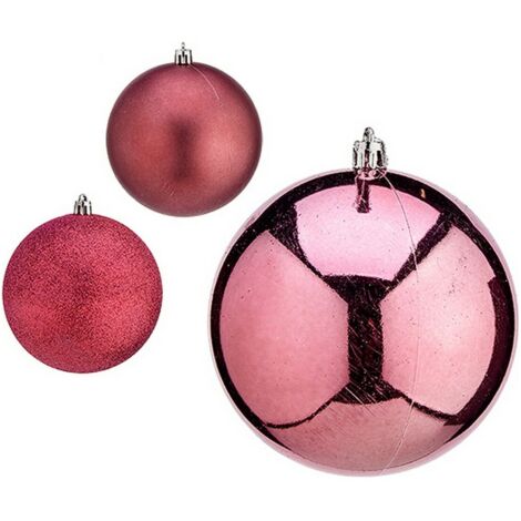 Bola de Navidad - Ø 10 cm - Plástico - Rosa - Objetos decorativos