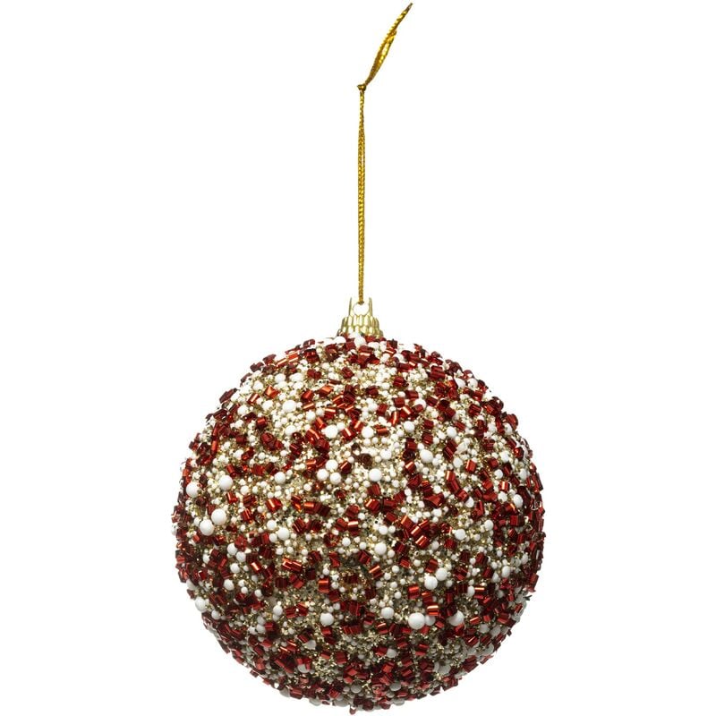 

Bola de Navidad 80 mm blanca, roja y dorada
