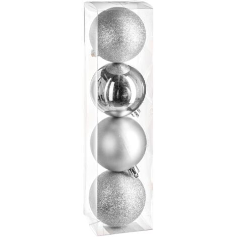 Bola de navidad 80mm x 4 plata.