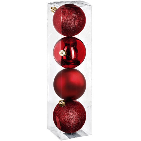 Bola de navidad 80mm x 4 rojo