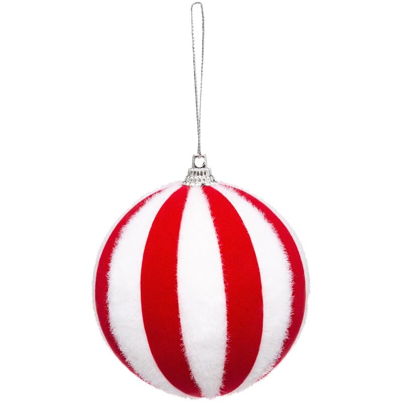 

Atmosphera - Bola de navidad de rayada roja y blanca de plástico