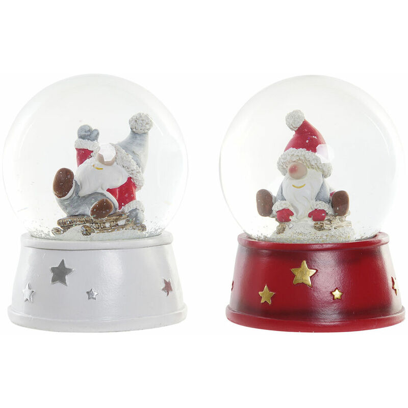 

BHD - Bola de Navidad DKD Home Decor Resina Cristal Papá Noel (2 pcs) (9.5 x 9.5 x 13.5 cm)