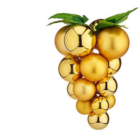 Bola de Navidad - Uvas Doradas - Plástico - 14 cm - Decoración Festiva