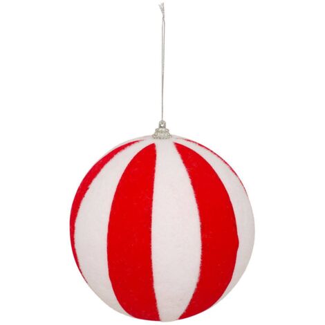 Bola de poliestireno a rayas D.15cm roja y blanca - Atmosphera créateur d'intérieur