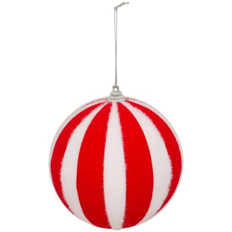 Bola de poliestireno a rayas rojas y blancas D.10cm - Atmosphera créateur d'intérieur