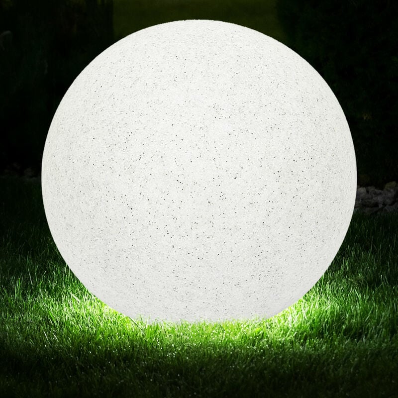 

Lámpara de enchufe de bola para exteriores, aspecto de piedra gris, camino de jardín, luz de punta de tierra en un juego que incluye bombillas LED