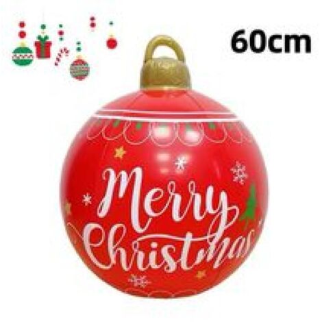 Bola inflable gigante de Navidad de 23,6 pulgadas con letras navideñas y copos de nieve, adornos inflables de PVC para árbol de Navidad, patio, césped, porche, vacaciones de invierno, decoración navid