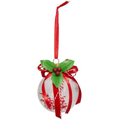 Bola interior de bastón de caramelo D.8cm rojo - Feeric lights & christmas