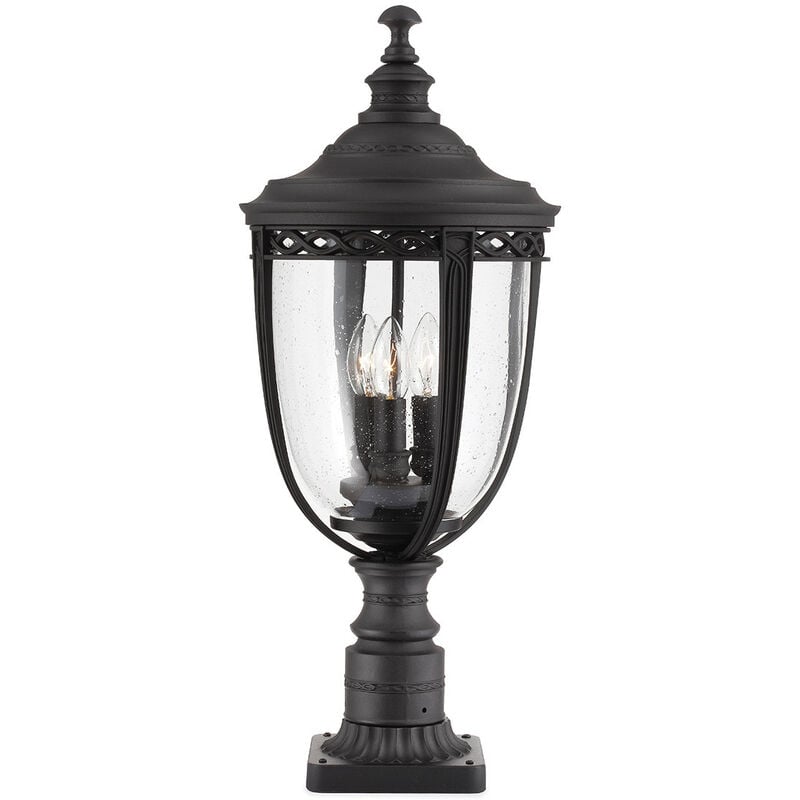 

English Bridle - Pedestal exterior grande de 3 luces Negro IP44, E14 - Elstead