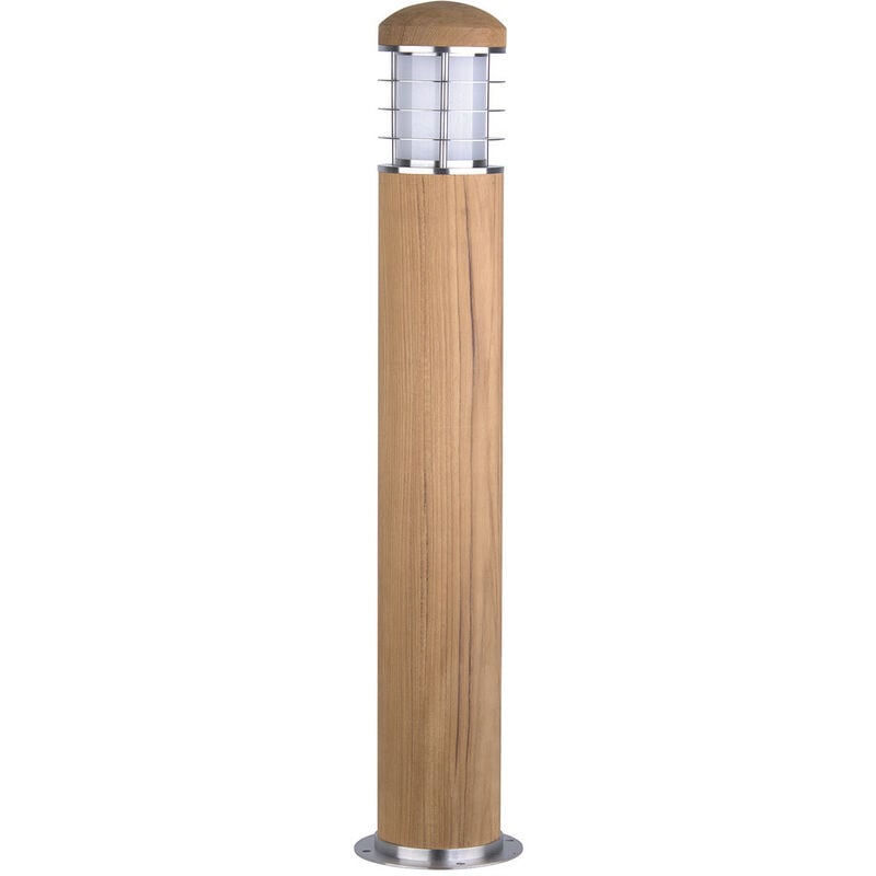 

Poole - 1 Bolardo ligero de exterior de acero inoxidable, teca IP55, E27 - Elstead