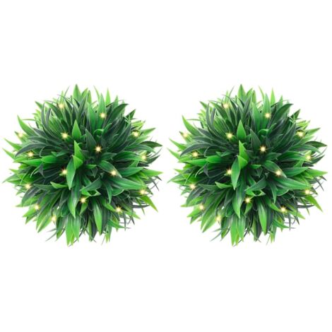 Bolas de boj artificial con luces LED 2 unidades 20 cm