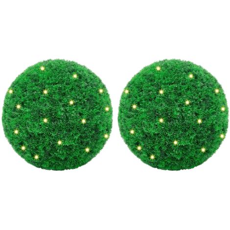 Bolas de boj artificial con luces LED 2 unidades 35 cm