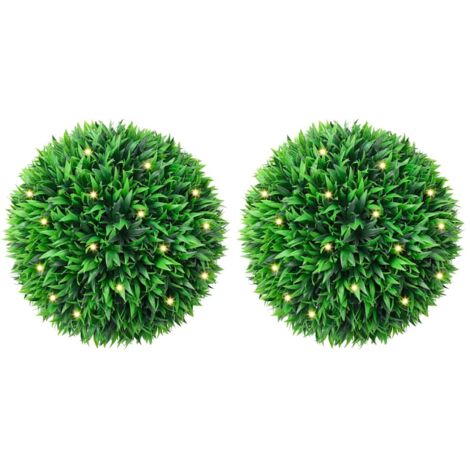 Bolas de boj artificial con luces LED 2 unidades 38 cm