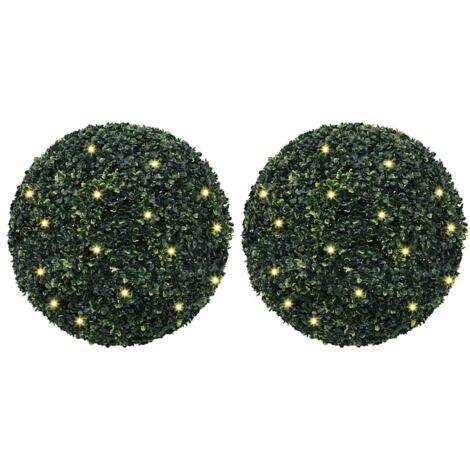 Bolas de boj artificial con luces LED 2 unidades 52 cm