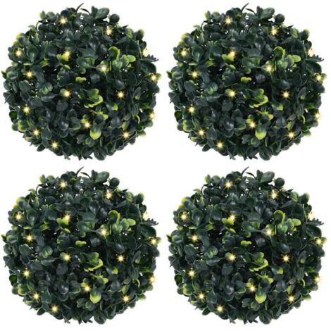 Bolas de boj artificial con luces LED 4 unidades 12 cm vidaXL