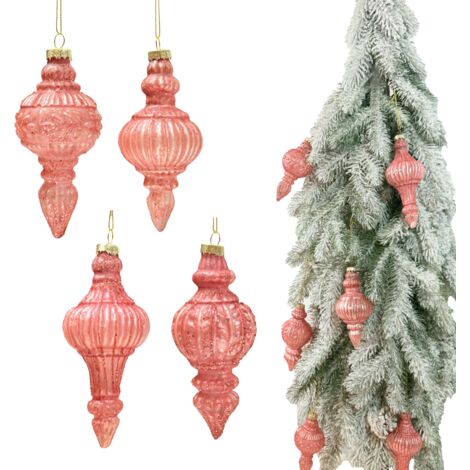 Bolas de cristal premium - Bolas rosas con efecto envejecido, juego de 4, colección Luxury 14x6x6 12,5x6x6 cm