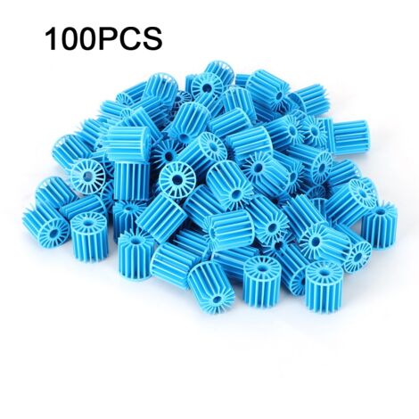 Bolas de filtro biológico para acuarios – 100 unidades, azules, de plástico, 1,6 x 1,5 cm