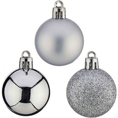 Bolas de Navidad Ø 4 cm Plateado PVC 12 x 8 x 8 cm 8 x 8 x 12 cm