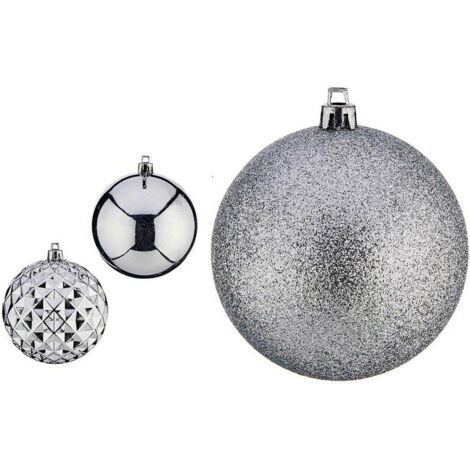 Bolas de Navidad Ø 8 cm 3 Unidades Plateado PVC