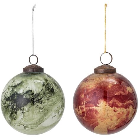Bolas de Navidad para árbol de mármol M, 2 uds.