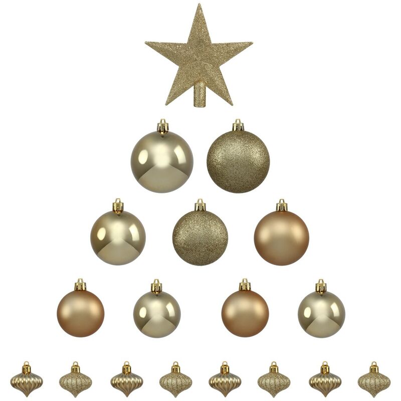 

Hogar Y Mas - BOLAS DE NAVIDAD Y ESTRELLA GOLDEN SET 18