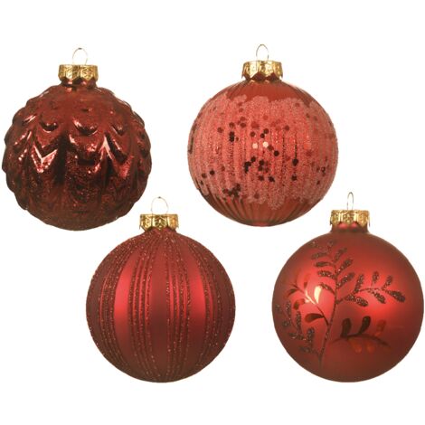 Bolas navideñas rojas surtido mate brillante Ø8 cm