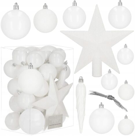 BOLAS PARA ÁRBOL DE NAVIDAD ADORNO 33 PIEZAS NAVIDEÑAS 8/6/5 SET INDESTRUCTIBLE + ESTRELLA