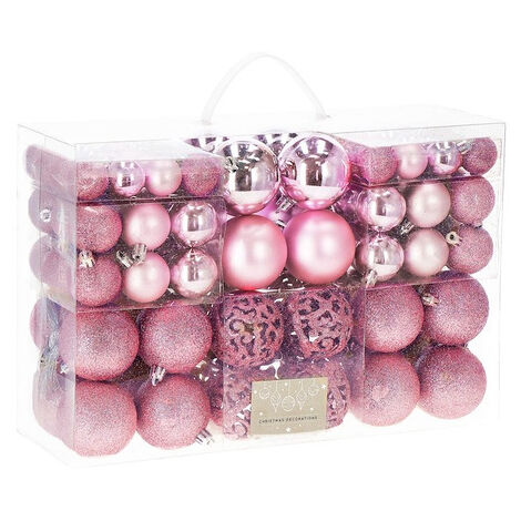 Bolas para Árbol de Navidad Juego 100 uds. Adornos Navideños Color Rosa
