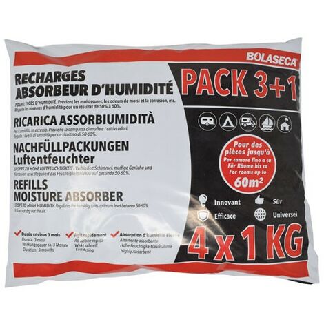 NOVOPURE - Recharge sachet pour absorbeur d'humidité 1kg 3+1