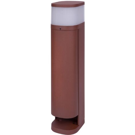BOLD 19479 VOLO luce da giardino con prese e coperchio (colonna di prese da esterno) Colore ruggine (2x Schuko  IP44 luce di bitta da esterno  9,5 x 13,5 x 45 cm  incl. G9 max. 28 Watt - 470lm)