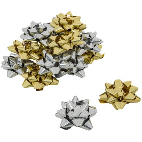 Bolduc Stern Hologramm x 20 15 Stück - Vergoldet versilbert klein