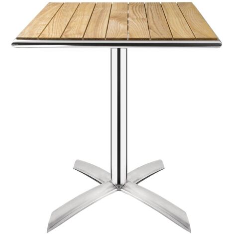 Bolero, tavolino quadrato con piano in legno, 730 x 600 x 600 mm, piano ribaltabile, per patio e bar