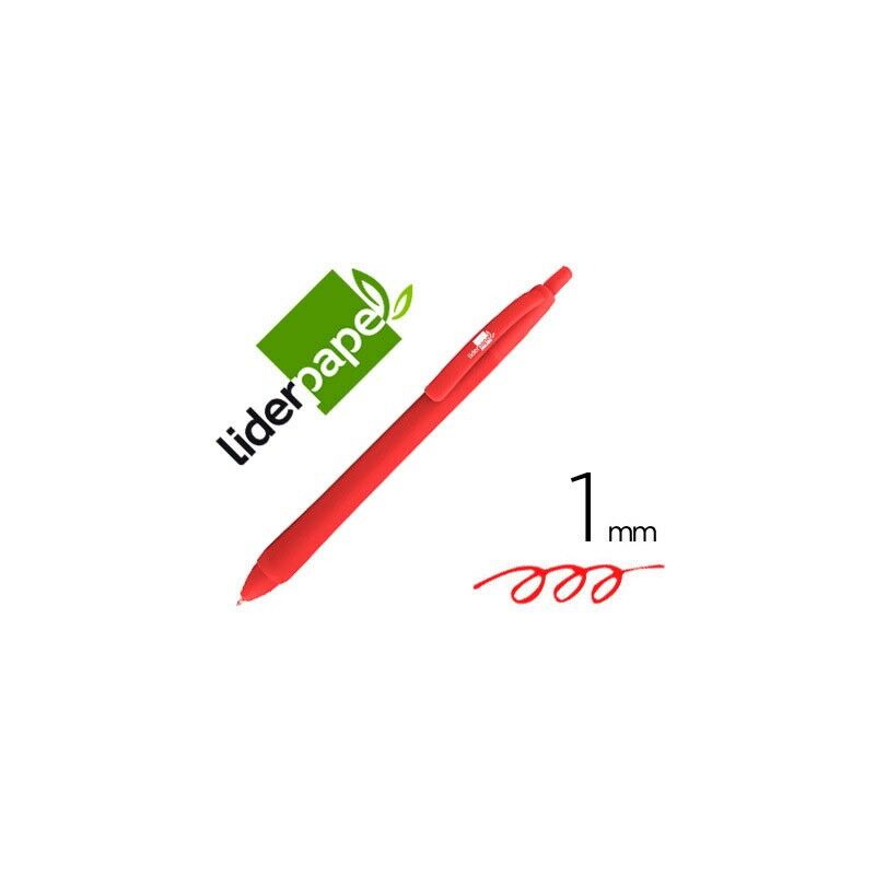 

Liderpapel - Boligrafo gummy touch retractil 1,0 mm tinta roja (pack de 12 uds.)