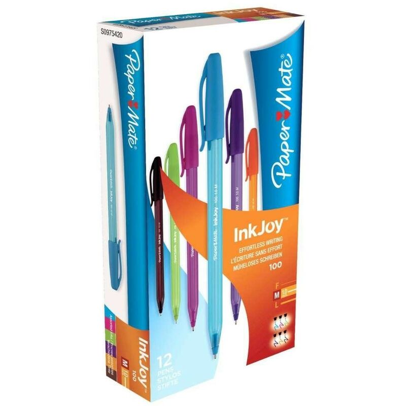 

Liderpapel - Boligrafo paper mate inkjoy 100 punta media trazo 1 mm colores surtidos (pack de 12 uds.)
