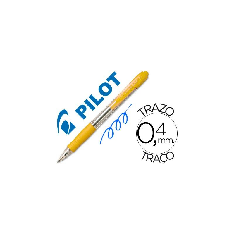 

Boligrafo pilot super grip amarillo retractil sujecion de caucho tinta base de aceite