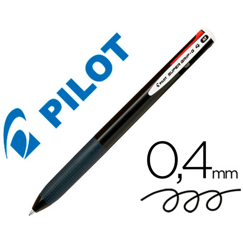 

Boligrafo pilot super grip g 4 colores retractil sujecion de caucho tinta base de aceite cuerpo color negro (pack de 12 uds.)