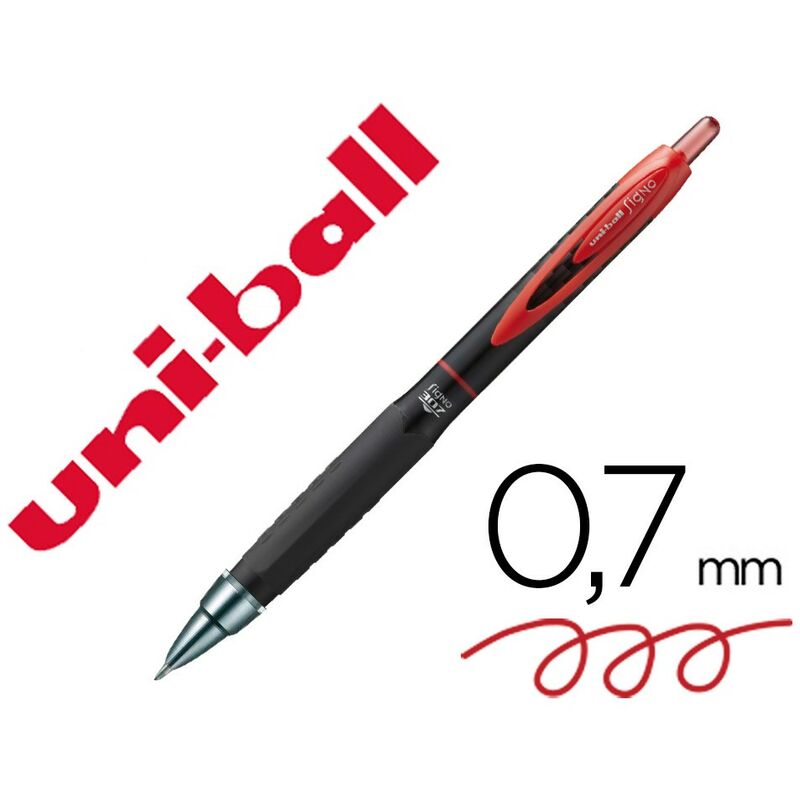 

Liderpapel - Boligrafo uni-ball roller umn-307 retractil 0,7 mm tinta gel rojo (pack de 12 uds.)