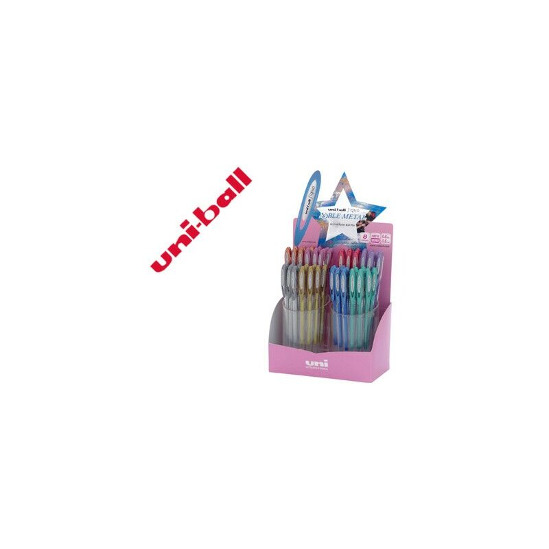 

Uniball expositor rollerball signo noble metal um-120nm4d azul-rojo-verde-rosa-violeta-plata-oro-bronce -48u-